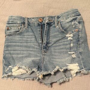 American Eagle Outfitters Light Blue Distressed Jean Shorts
